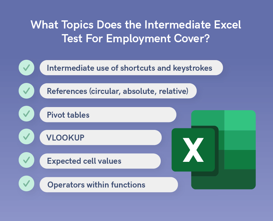 Intermediate excel test for employment.